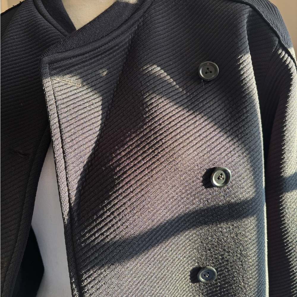 Louis Vuitton Black Textured Pea Coat